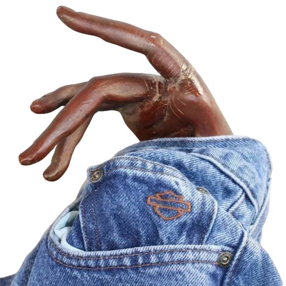 Harley-Davidson Vintage Old School Biker Blue Fade Bootcut Jeans, Size 3… - Picture 6 of 8